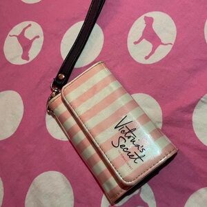 Victoria’s Secret • Pink & White Classic Striped Wallet /Wristlet